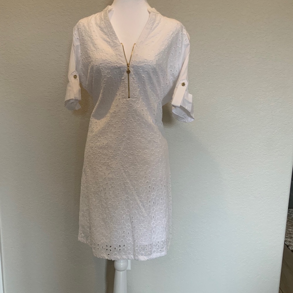 NWT! Ann Klein lace with Eyelets Shirt DRESS